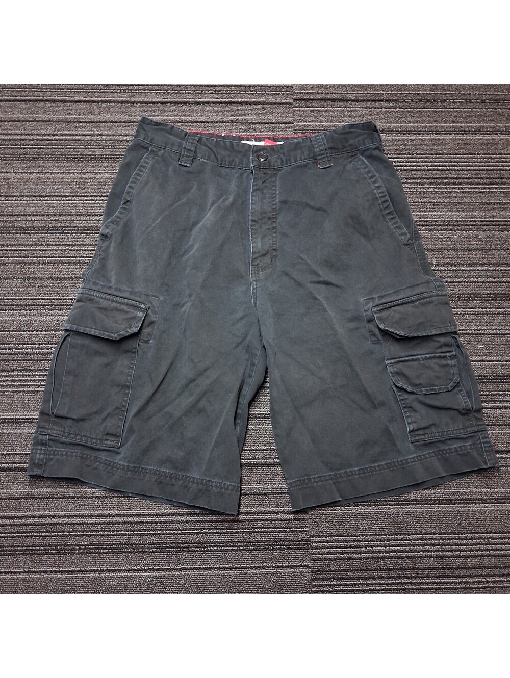 Cargo Supply Cargo Shorts Mens 32 Black Gray Cotton Utility Y2K Baggy Pockets